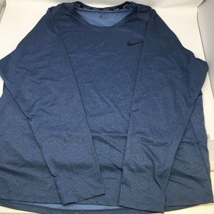 Nike Dri Fit Mens Training T-shirt Blue Heathered Slim Fit Stretch Crew 4XL New